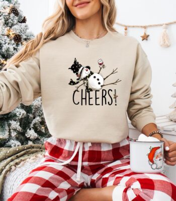 Drunk Snowman Drinking Wine Sweatshirt – Fun Holiday Hoodie
