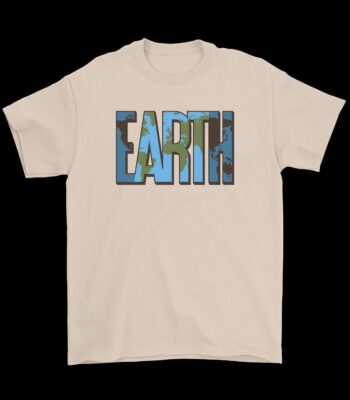 Earth Art T-Shirt – Creative Planet Typography Cotton Tee