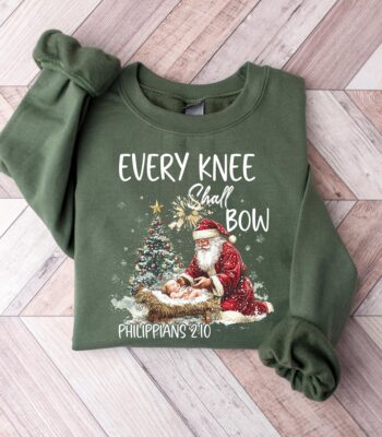 Every Knee Shall Bow Sweatshirt – Soft Nativity Scene Design