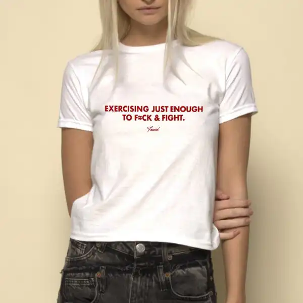 Exercising Just Enough Graphic Baby Tee – Women's Cropped Shirt