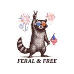 Feral Raccoon Fourth of July Tee – Fun USA Flag Design