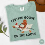 Festive Goose On The Loose Christmas Tee – Funny Gingerbread Shirt
