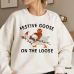 Festive Goose On The Loose Christmas Tee – Funny Gingerbread Shirt