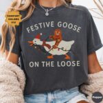 Festive Goose On The Loose Christmas Tee – Funny Gingerbread Shirt