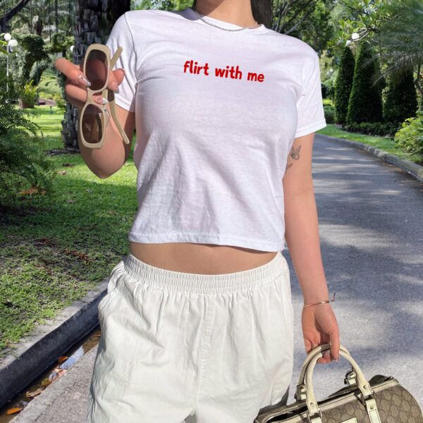 Flirt With Me Vintage Baby Tee – Soft Y2K Aesthetic Top