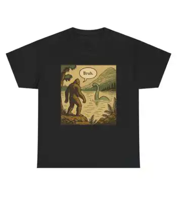 Funny Bigfoot Loch Ness Bruh Tee – Retro Introvert Humor Shirt