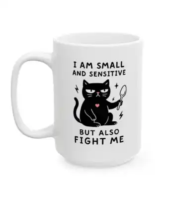 Funny Black Cat Coffee Mug – Cute Sarcastic Gift for Cat Lovers