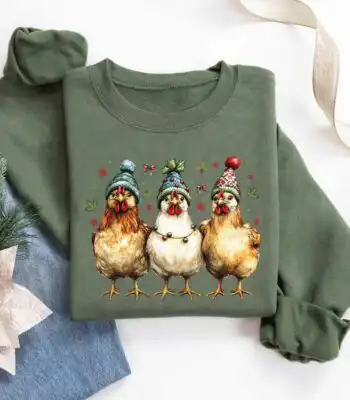 Funny Chicken Christmas Sweatshirt – Festive Holiday Graphic Tee