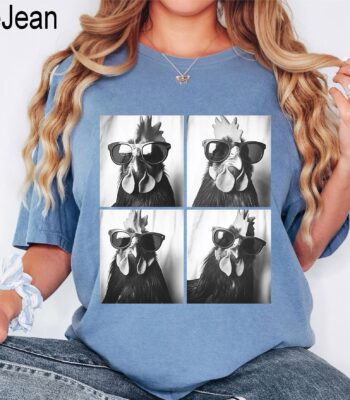 Funny Chicken With Sunglasses Shirt – Cute Farm Animal Tee for Women