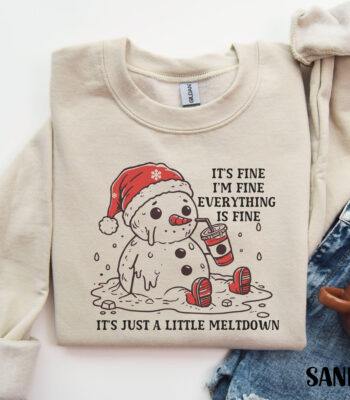 Funny Christmas Mental Health Sweatshirt – Cozy Snowman Crewneck