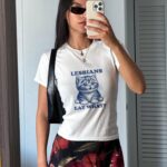 Funny Lesbians Eat What Baby Tee – Sassy LGBTQ Pride Crop Top