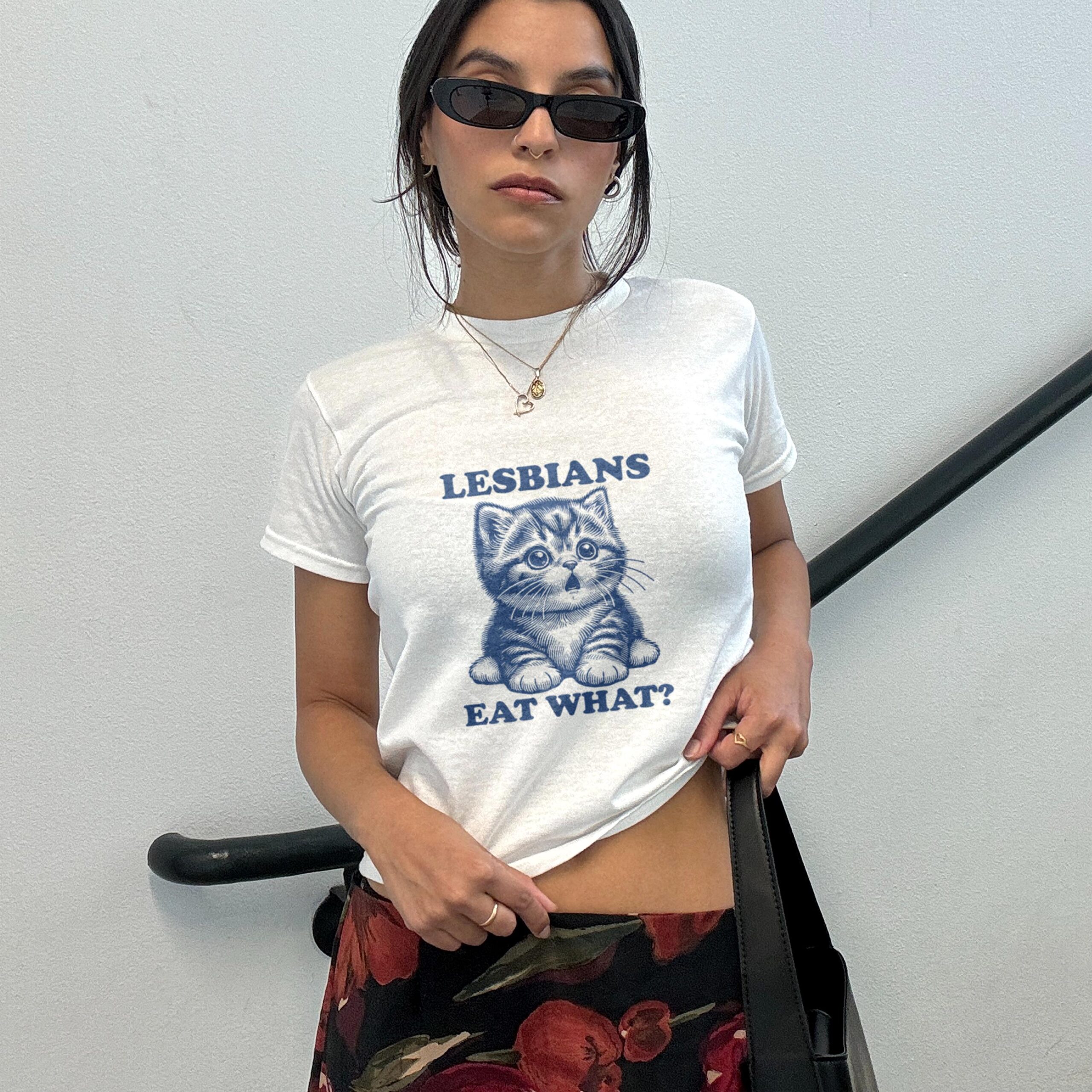 Funny Lesbians Eat What Baby Tee – Sassy LGBTQ Pride Crop Top Funny Lesbians Eat What Baby Tee – Sassy LGBTQ Pride Crop Top