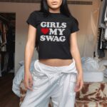 Funny Meme Baby Tee – Girls Love Heart My Swag Y2K Crop Top