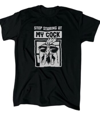 Funny Men's T-Shirt: Stop Staring Sarcastic Humor Tee - Black