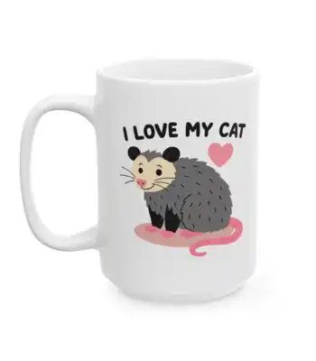 Funny Opossum Coffee Mug – Quirky Cat Lover Gift Idea