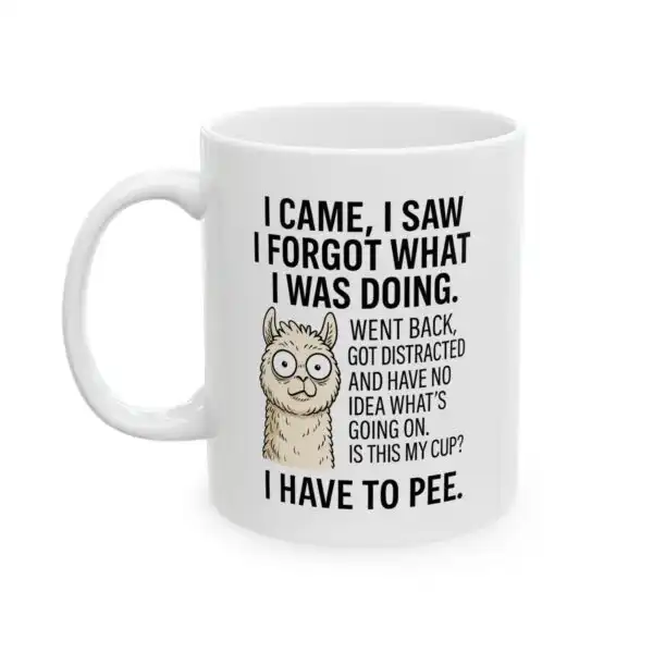 Funny Senior Moment Llama Mug – Humorous Gift for Coffee Lovers