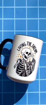 Funny Skeleton Coffee Mug – Sarcastic Gift for Work Bestie