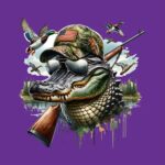 Gator Hunting Graphic T-Shirt – Alligator with Hat & Gun Design