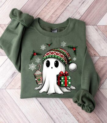 Ghost Santa Christmas Sweatshirt – Fun Holiday Graphic Gift