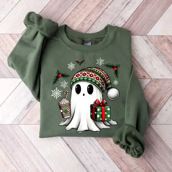 Ghost Santa Christmas Sweatshirt – Fun Holiday Graphic Gift