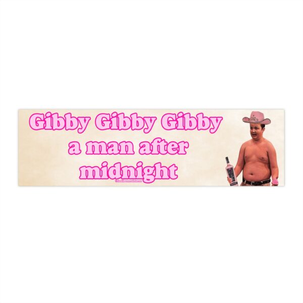 Gibby Gibby Gibby Bumper Sticker – Funny Vinyl Design, 8.7'' x 2.7''