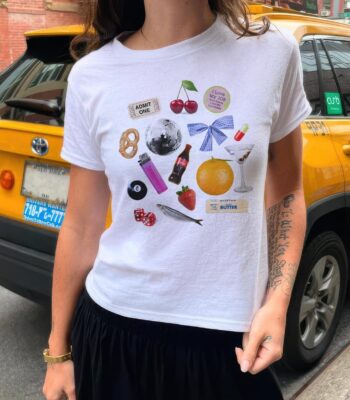 Girl Mess Collage Baby Tee – Vintage 90s Aesthetic T-Shirt