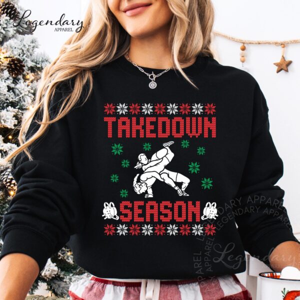 Girls Wrestling Ugly Sweater – Takedown Season Holiday Top