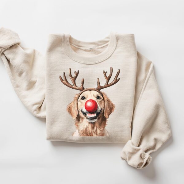 Golden Retriever Reindeer Christmas Sweatshirt – Cozy Dog Lover Top
