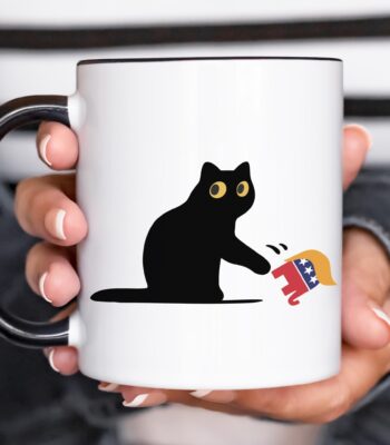 Grumpy Black Cat Anti-Trump Mug – Colorful Sarcastic Coffee Cup
