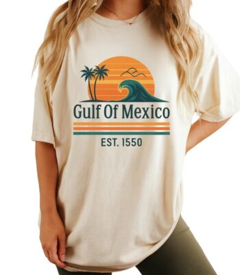 Gulf of Mexico Beach Tee – Retro Palm Sunset Graphic Shirt