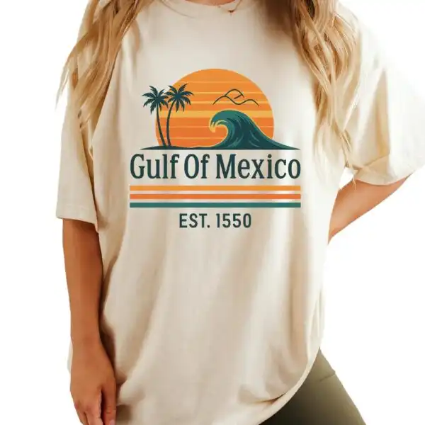 Gulf of Mexico Beach Tee – Retro Palm Sunset Graphic Shirt