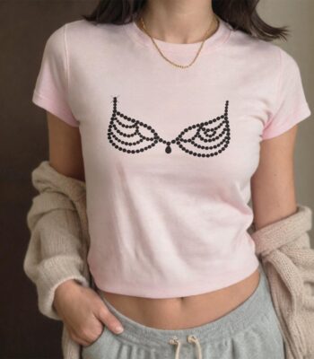 Halloween Show Girl Baby Tee – Fun Dancer Graphic Crop Top