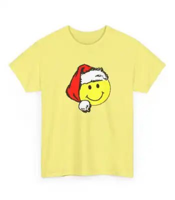 Happy Face Santa 1980s Tee – Retro Christmas Graphic Shirt