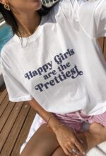 Happy Girls Are the Prettiest Tee – Joyful Pastel Quote Shirt