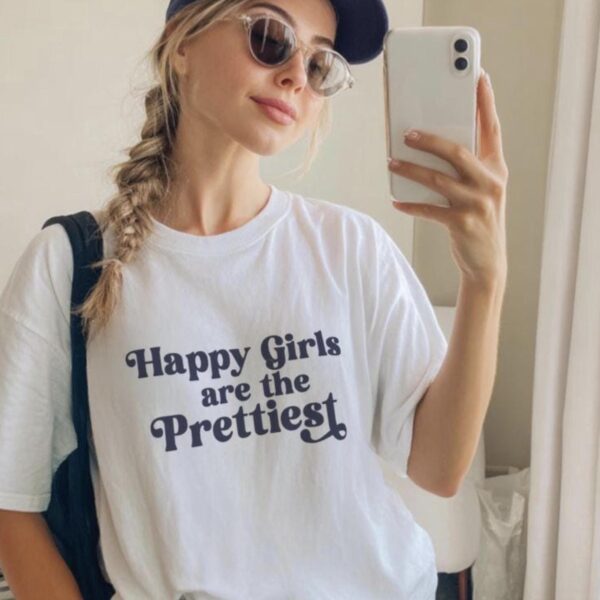 Happy Girls Are the Prettiest Tee – Joyful Pastel Quote Shirt