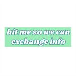 Hit Me So We Can Exchange Info Bumper Sticker – Funny Vinyl Magnet