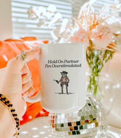 Hold On I'm Overstimulated Frog Mug – Ironic White Ceramic Gift
