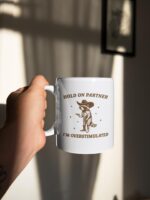 Hold On Overstimulated Mug – Funny Raccoon Gift for Coworkers