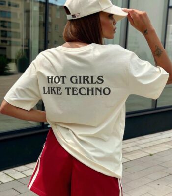 Hot Girls Like Techno T-Shirt – Bold EDM Festival Graphic Tee