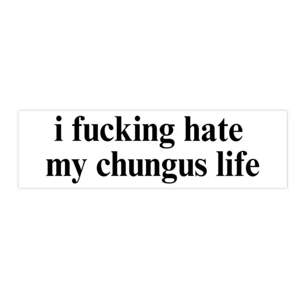 i hate my chungus life bumper sticker – funny waterproof vinyl decal
