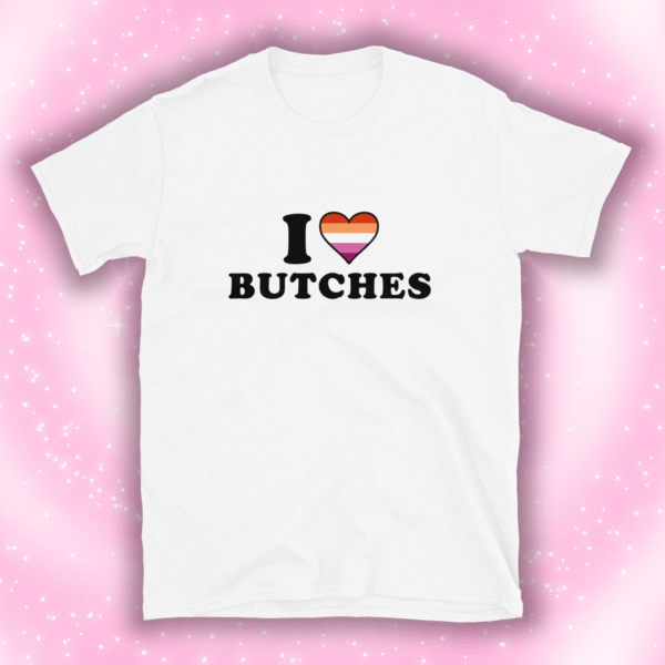 I heart butches lesbian flag tee – comfy unisex cotton shirt