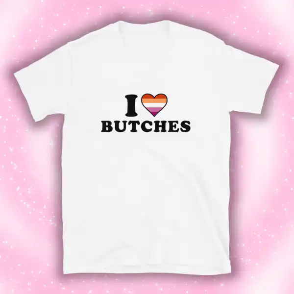 I heart butches lesbian flag tee – comfy unisex cotton shirt