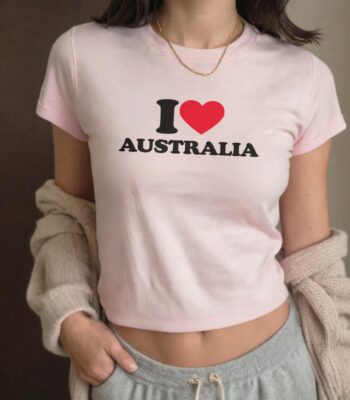 I Love Australia Vintage Baby Tee – Cute Retro Down Under Shirt