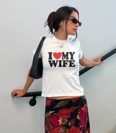 I Love My Wife Vintage Baby Tee – Cute Retro Couple Shirt