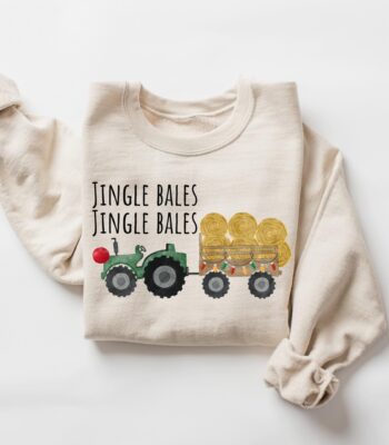 Jingle Bales Tractor Christmas Sweatshirt – Cozy Holiday Crewneck