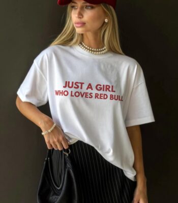 Just a Girl Who Loves Red Bull T-Shirt – Fun F1 Race Day Tee