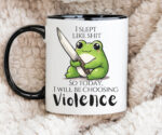 Kawaii Frog Coffee Mug – Funny Sarcastic Gift in Black or White