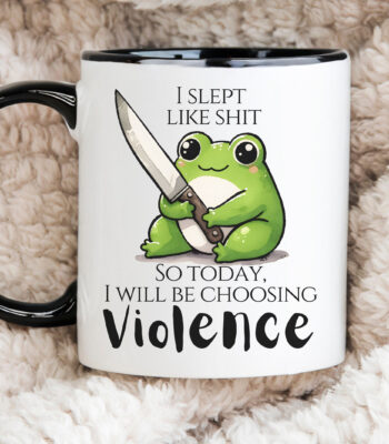 Kawaii Frog Coffee Mug – Funny Sarcastic Gift in Black or White