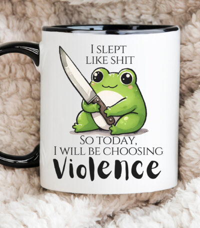 Kawaii Frog Coffee Mug – Funny Sarcastic Gift in Black or White