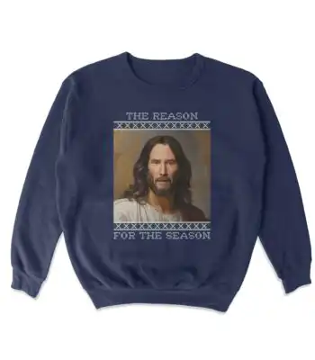 Keanu Christmas Tacky Sweater – Soft Cotton Blend Holiday Top